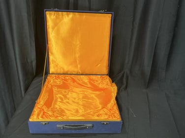 Decorative Blue Presentation Case with Gold Satin Interior