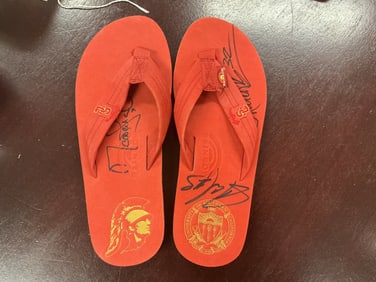 USC Trojans Rainbows Flip-Flops Signed by Multiple Players including Markus Allen