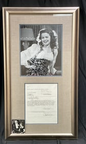 Framed 1949 Shirley Temple Signed Warner Bros. Licensing Contract Display