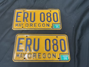 Pair of Vintage Oregon License Plates – ERU 080