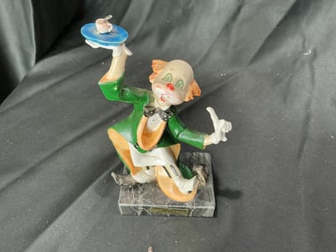 Italian Clown Figurine on Carrara Marble Base