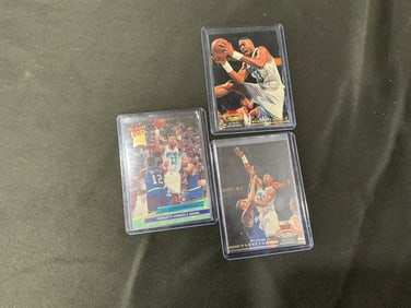 Three Alonzo Mourning NBA trading cards