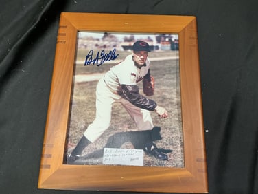 Bob Feller Signed Cleveland Indians Framed Photo