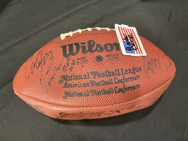 Wilson Official NFL Football with Multiple Player Signatures (Training Camp, 1980s)