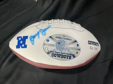 Vintage Dallas Cowboys Commemorative Super Bowl Football with Blue Ink Autograph