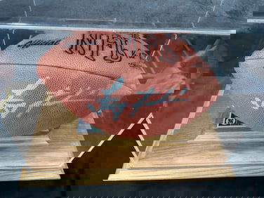 Autographed NFL Football in Display Case