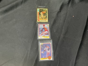 Nolan Ryan Baseball Card Trio Including 1981 Topps 5th Career No-Hitter & Donruss Issues