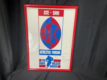 GTE–SMU Athletic Forum Doak Walker Award Framed Display with Handwritten Notes