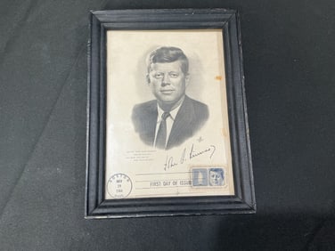 Framed 1964 John F. Kennedy First Day Issue Stamp Cover