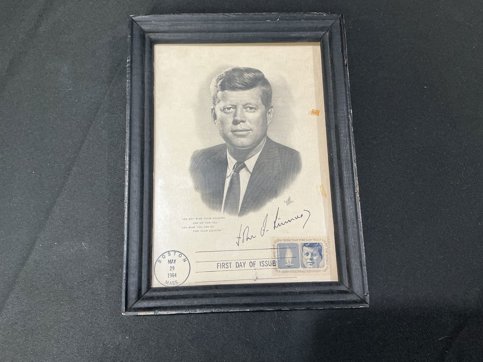 Framed 1964 John F. Kennedy First Day Issue Stamp Cover