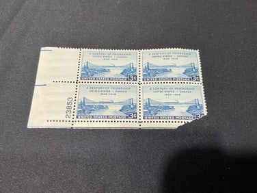 1948 United States 3¢ "Century of Friendship" Stamp Block of 6