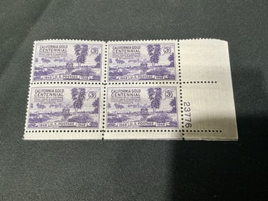1948 U.S. 3¢ California Gold Centennial Plate Block (4)