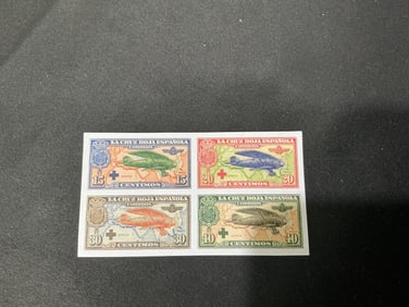 Spanish Red Cross Airmail Charity Stamps (4) Airplane Issue