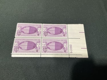 1958 U.S. 4¢ Atlantic Cable Centenary Plate Block (4)