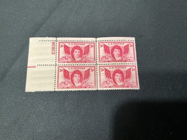 1948 U.S. 3¢ Francis Scott Key Plate Block (4)