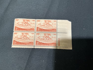 1954 U.S. 3¢ Kansas Territorial Centennial Plate Block (4)