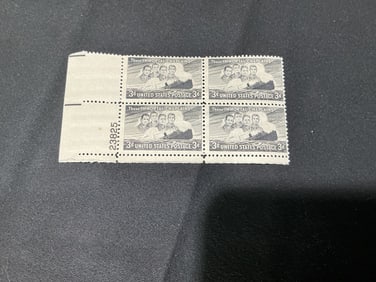 1951 U.S. 3¢ These Immortal Chaplains' Plate Block (4)