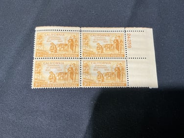 1950 U.S. 3¢ California Statehood Centennial Plate Block (4)