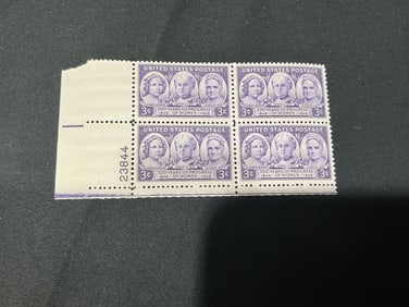 1948 U.S. 100 Years of Progress of Women 3¢ Stamp Block