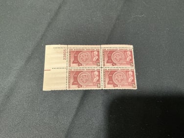 U.S. 3c Mississippi Territory 1798-1948 plate block of 4