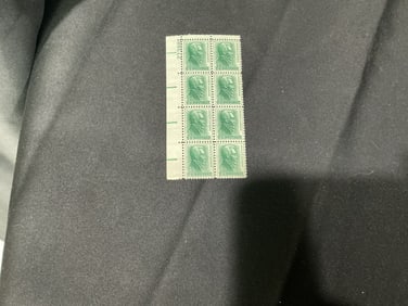 U.S. 1c Andrew Jackson pane/plate block (8 stamps)