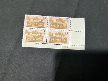 U.S. 13c Centennial of Sound Recording plate block of 4