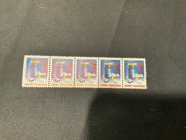 U.S.Merry Christmas 1941 lighthouse stamps strip of 5