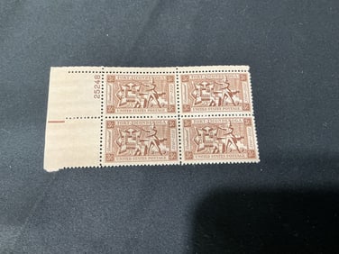 U.S. 3c Fort Ticonderoga commemorative plate block of 4