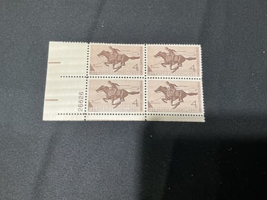 U.S. 4c Pony Express 1860-1960 plate block of 4