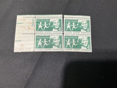 U.S. 4c Dental Health (American Dental Association 1859-1959) plate block of 4