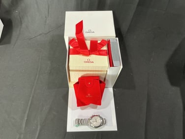 Unworn Omega Speedmaster Day-Date Chronograph Wristwatch with Box and Papers