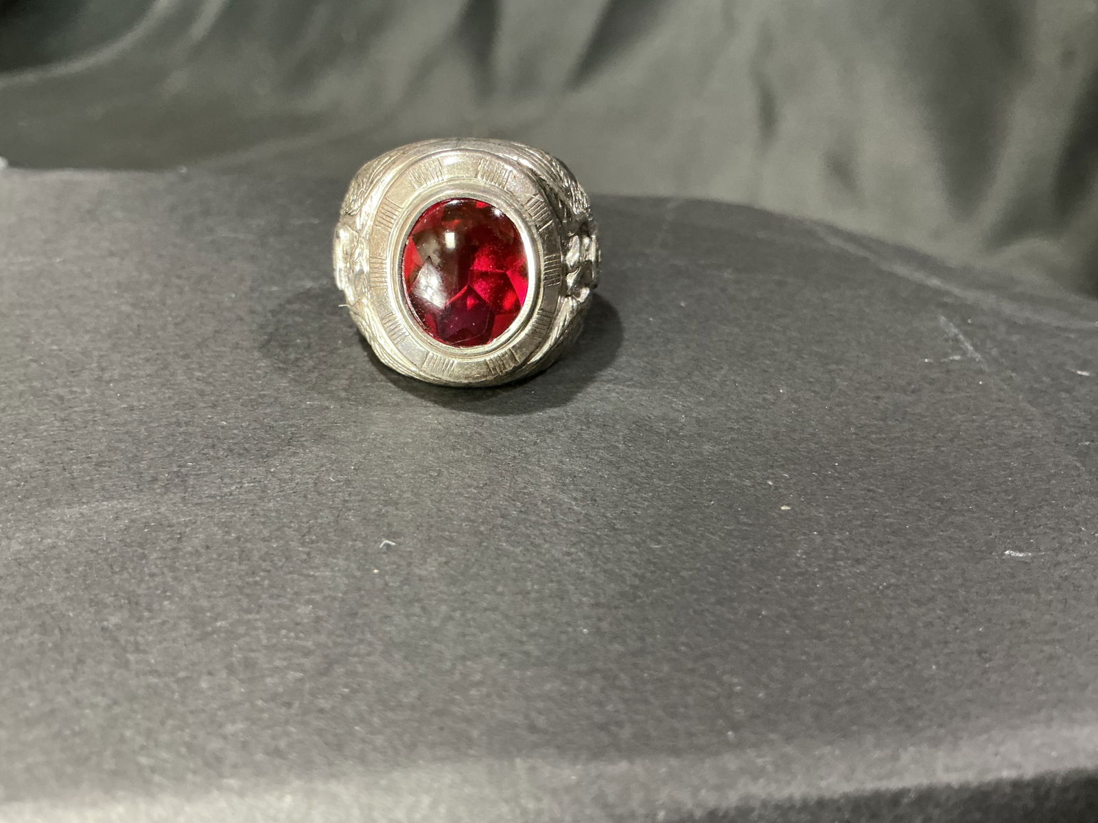 Sterling Silver Ring with Oval Red Stone (1 of 1)