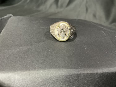 U.S. Eagle Patriotic Military-Style sterling silver Ring
