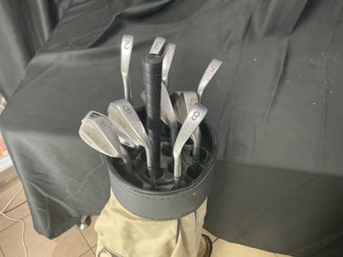 Vintage Mixed Golf Club Set with Knight Bag, Lynx Irons, & Dunlop Shaft