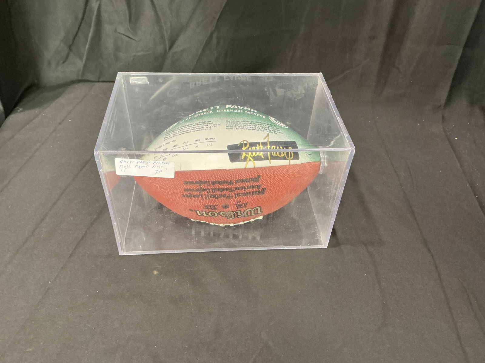 Autographed Brett Favre Wilson NFL Football with Display Case (1 of 9)