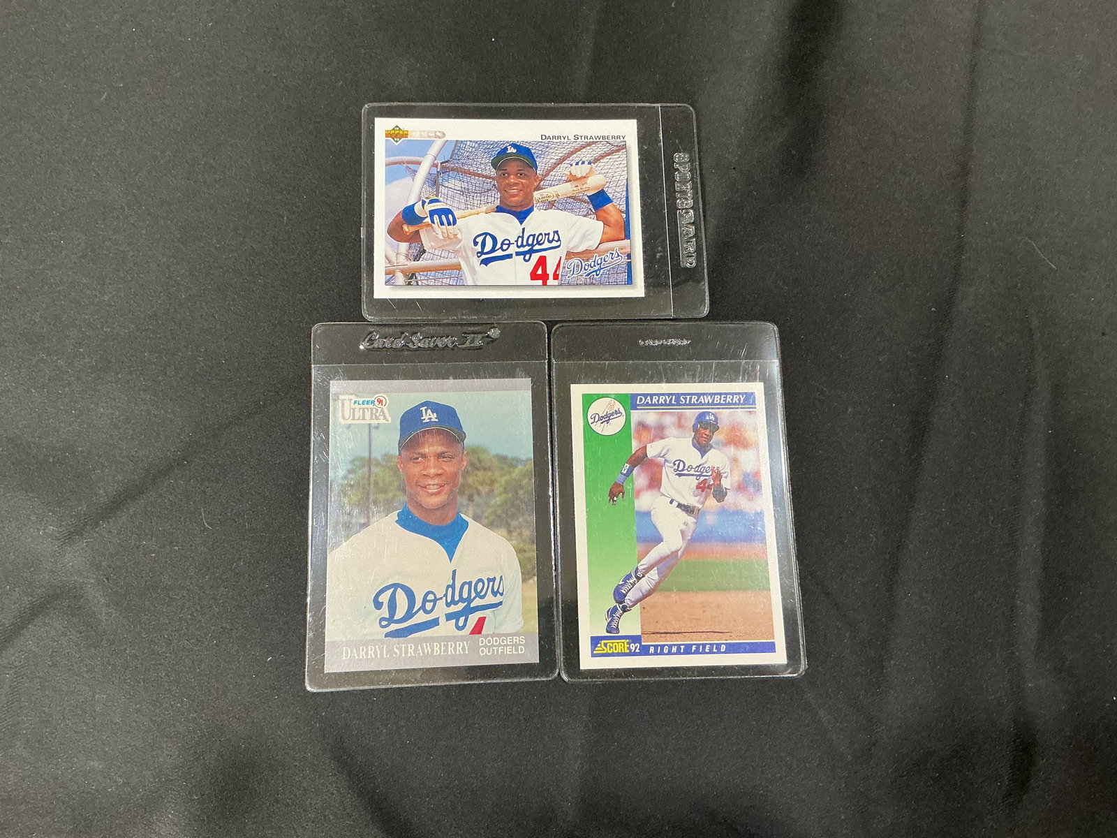 Three Vintage Darryl Strawberry Los Angeles Dodgers Baseball Cards (1 of 2)