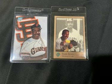 Two Barry Bonds baseball trading cards (incl. Leaf Studio)