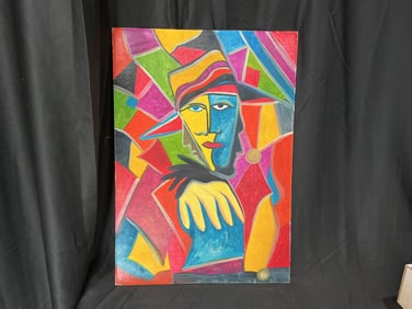 Colorful Abstract Portrait Painting “reading” by William Verdult
