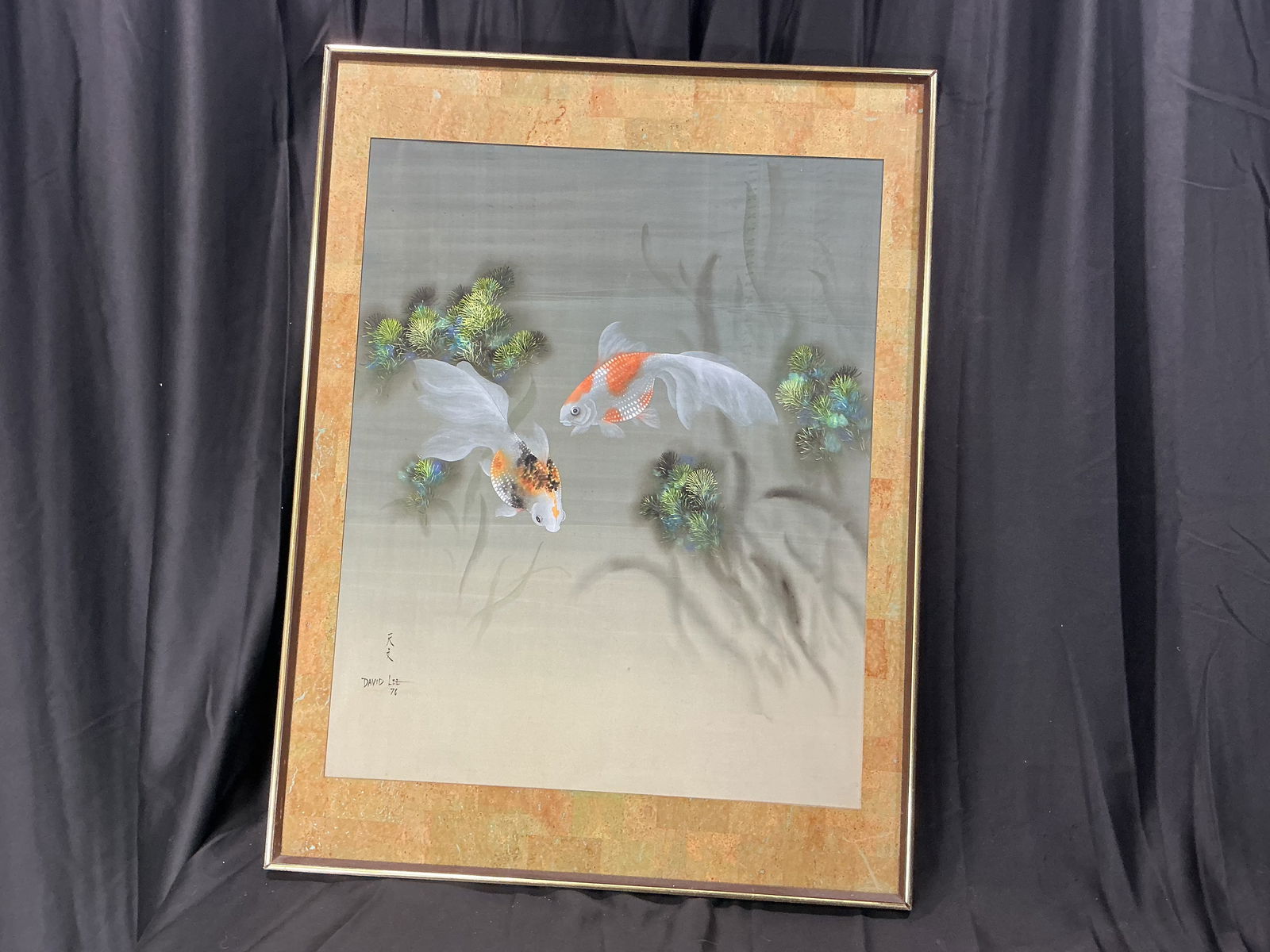 Framed Koi Fish Artwork Signed David Lee (1978) (1 of 3)