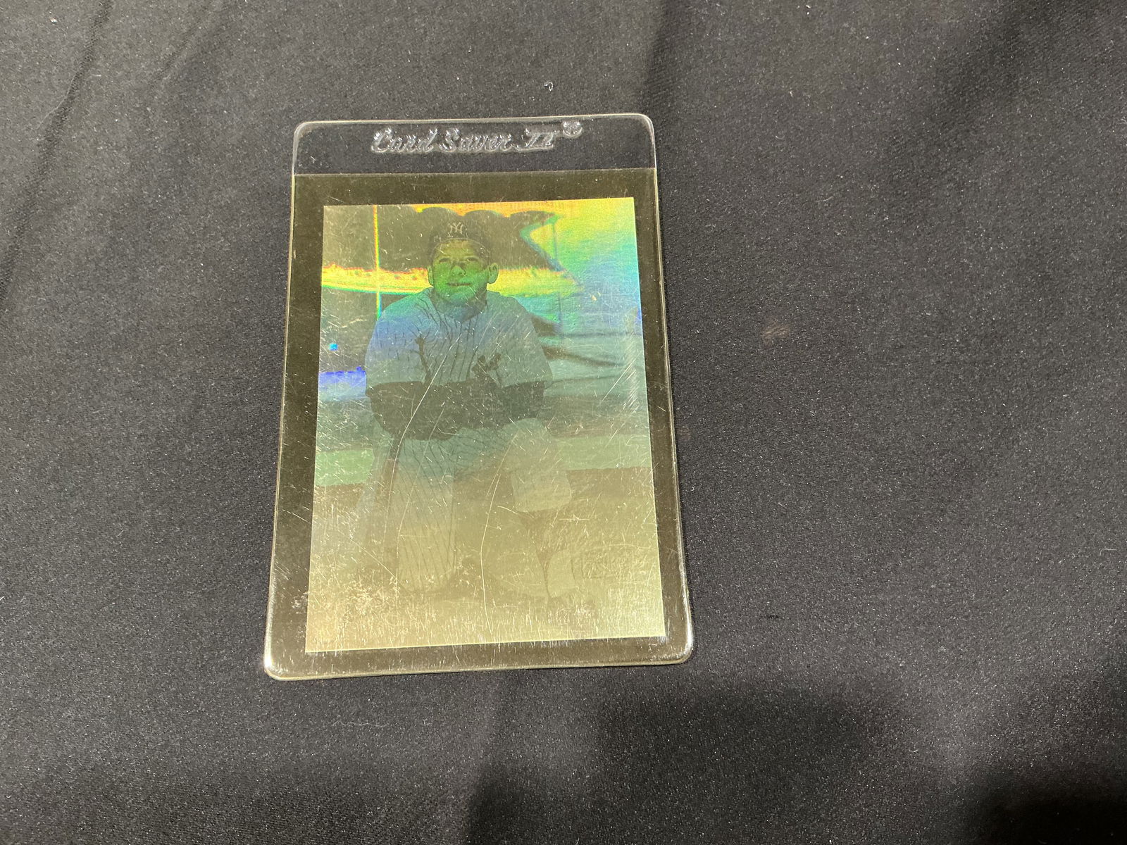 Mickey Mantle #7 Promo Baseball Card: Mickey Mantle #7 promotional card issued by Stadium Sports Publishing. Trade show promotional item, limited printing. In protective sleeve.