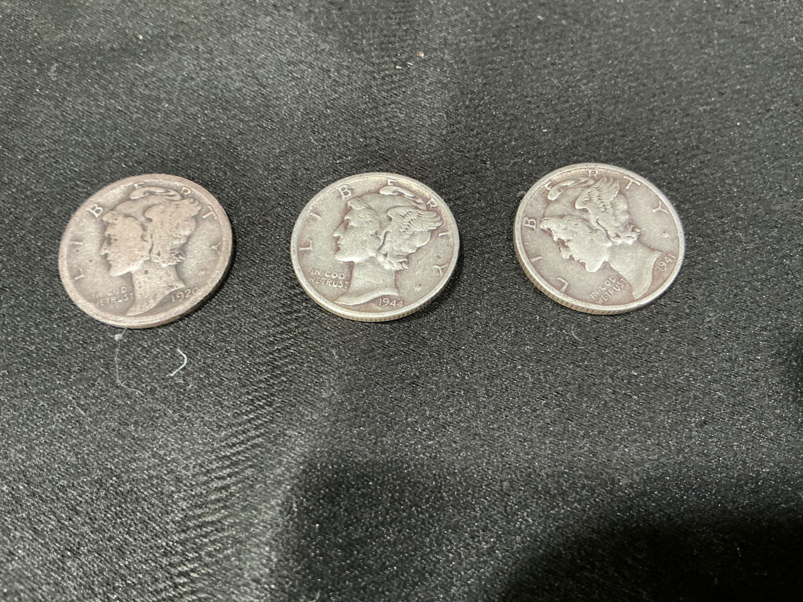 Three Mercury Silver Dimes (1 of 2)