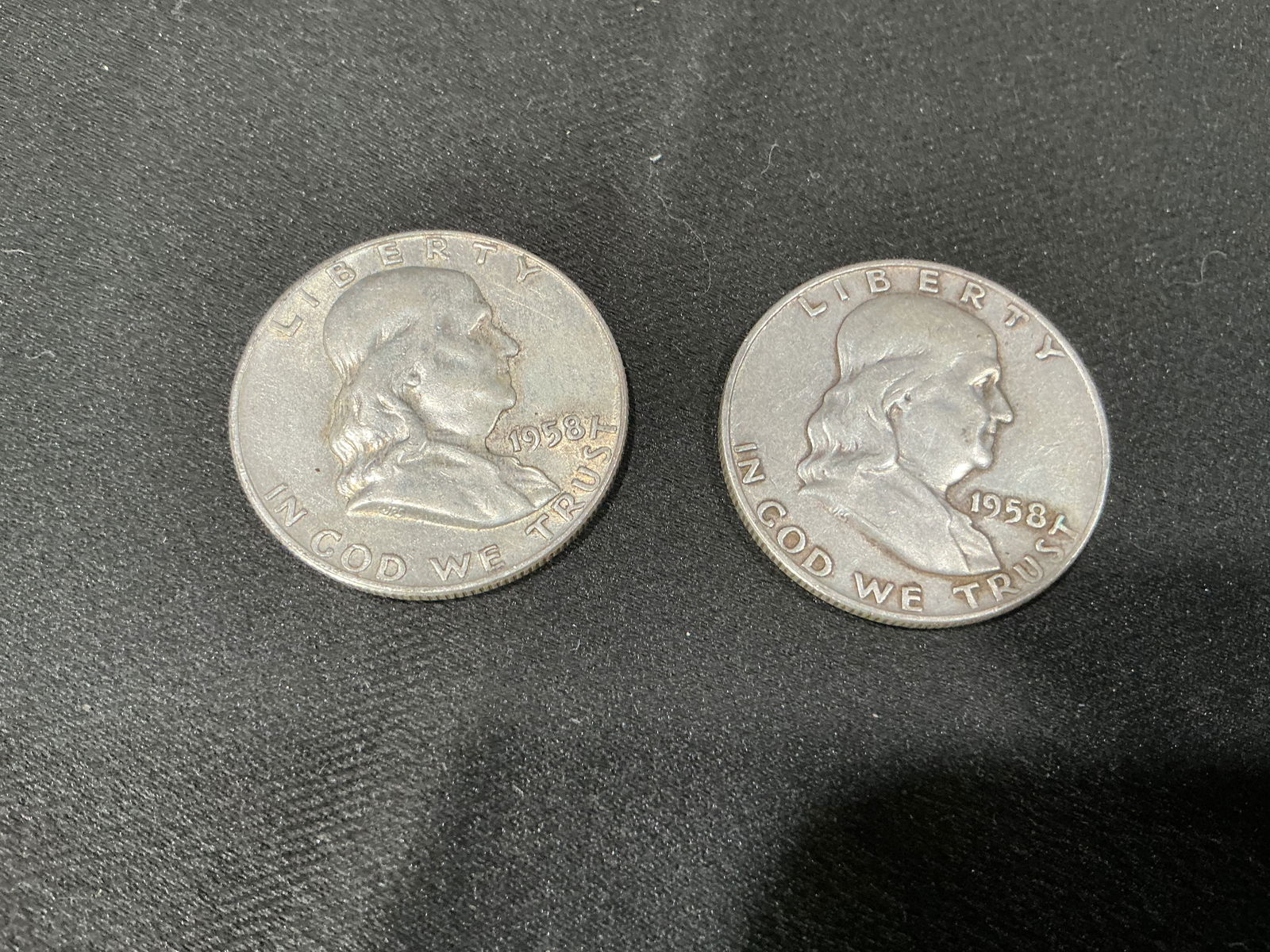 Pair of 1958 Franklin Silver Half Dollars (1 of 2)