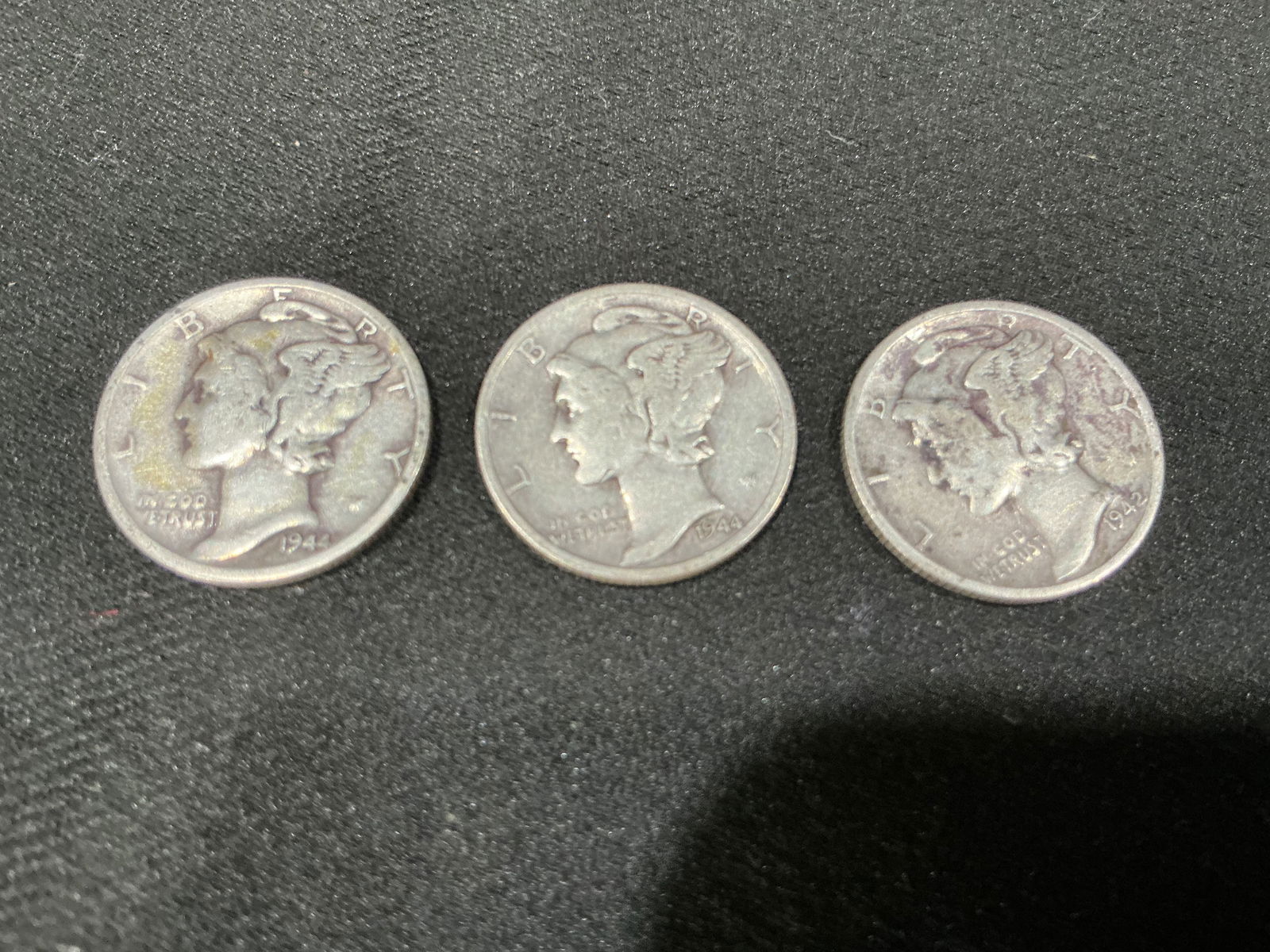 Three Mercury Silver Dimes (1940s) (1 of 2)