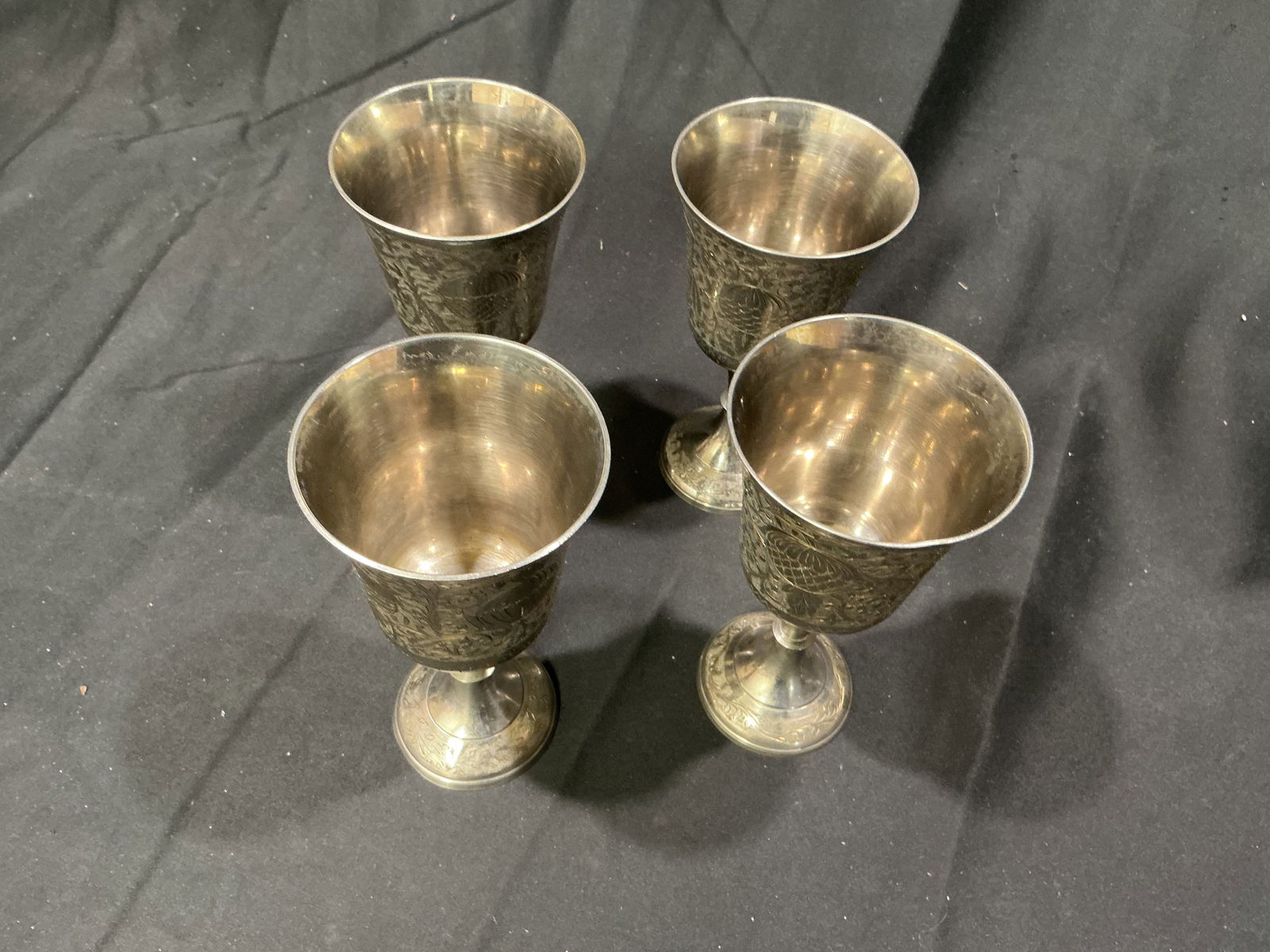Set of Four Engraved Silverplate Goblets (1 of 3)