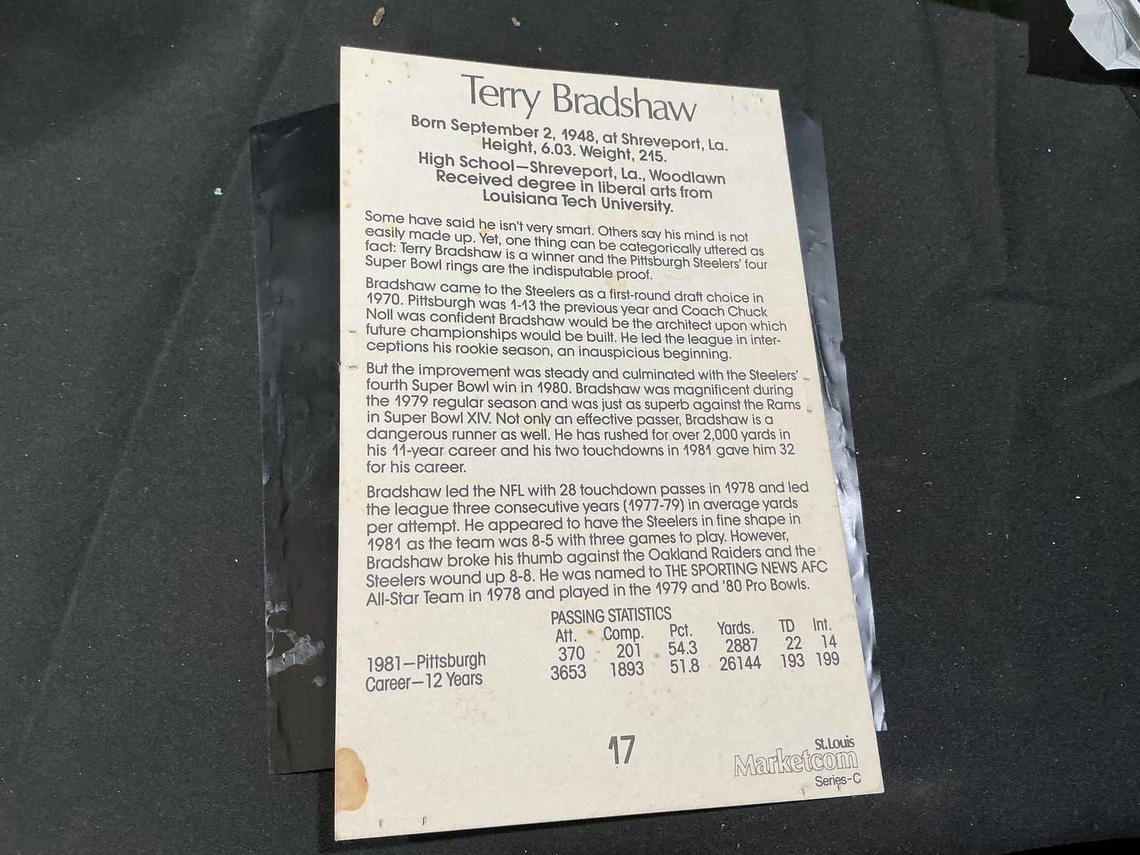 Terry Bradshaw Mini Poster signed - 2