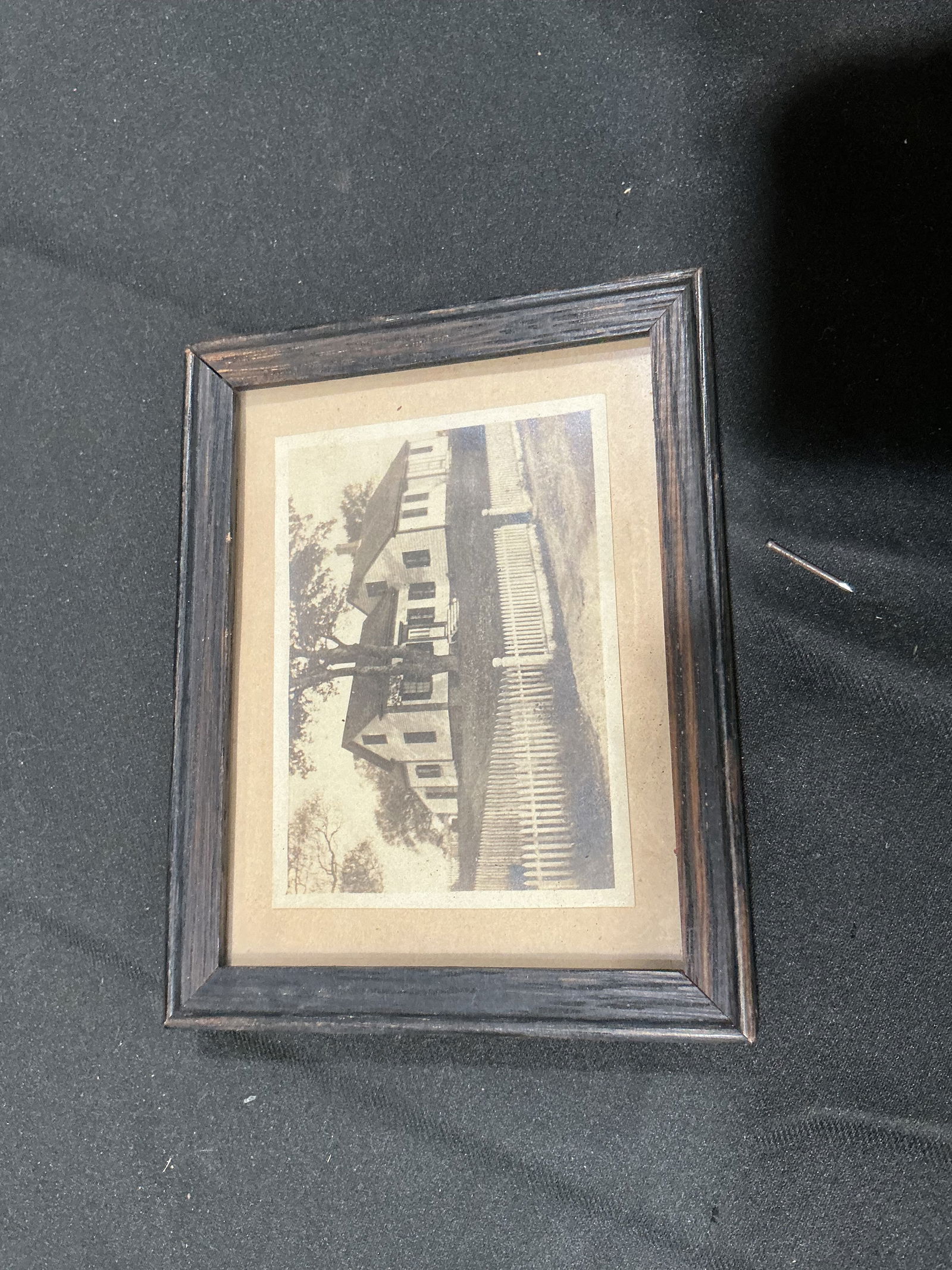 Framed Vintage Photograph/Print of House with Picket Fence (1 of 2)