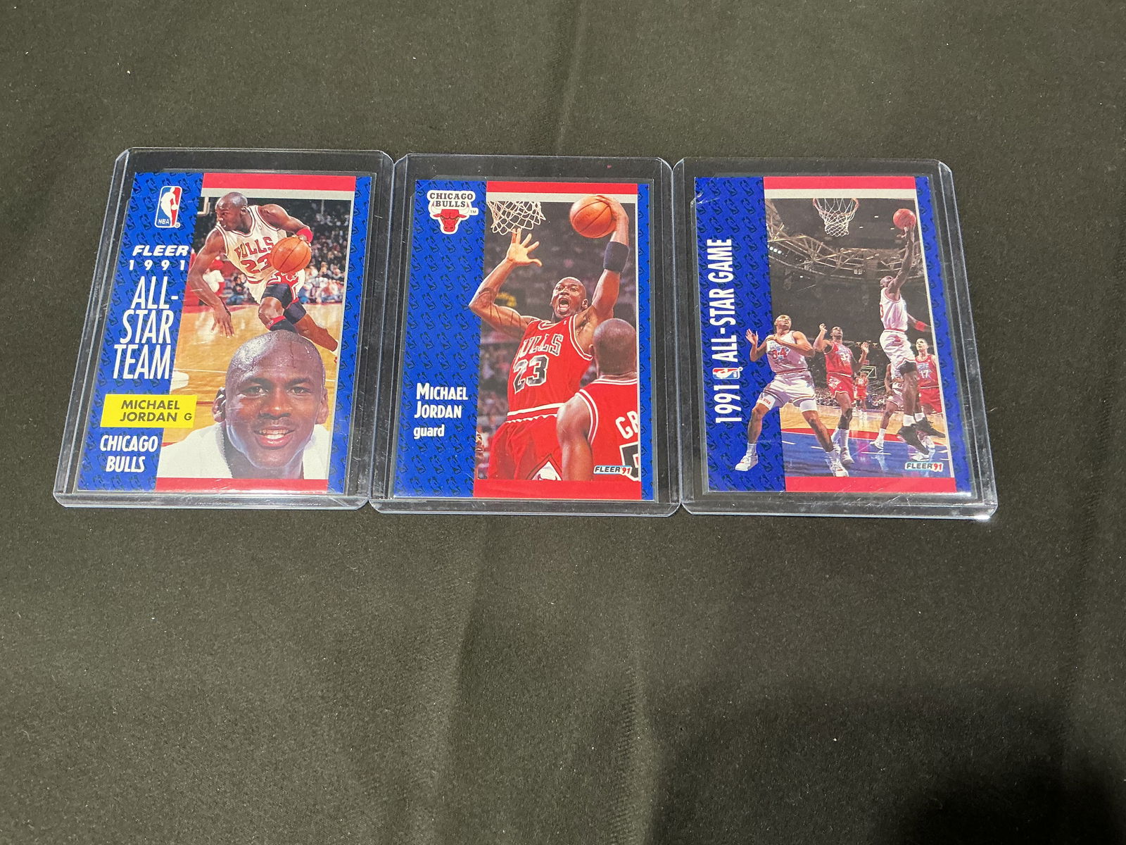 Group of 1991 Fleer Michael Jordan Chicago Bulls NBA Basketball Cards (3) (1 of 2)