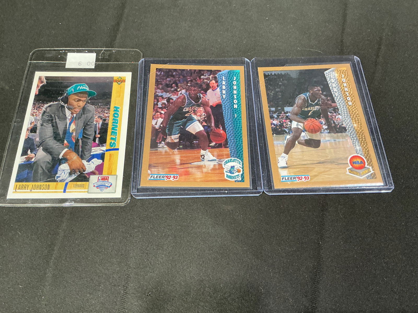 Group of Vintage Larry Johnson Charlotte Hornets NBA Basketball Cards (3 Cards) (1 of 2)