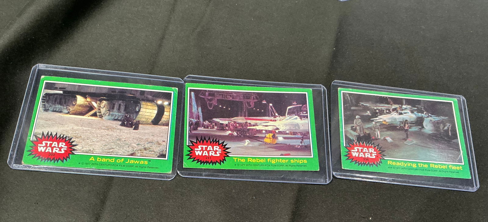 Three vintage Star Wars trading cards - Jawas and Rebel fleet scenes (1 of 1)