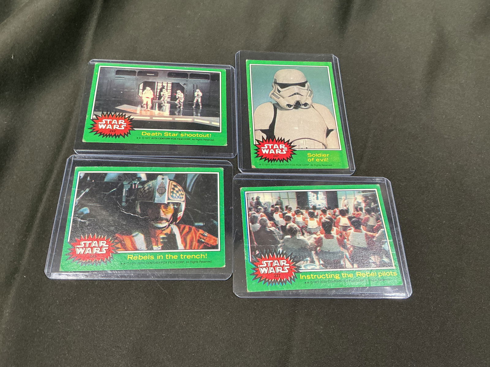 Four vintage Star Wars trading cards (1977 Topps, green series) (1 of 1)